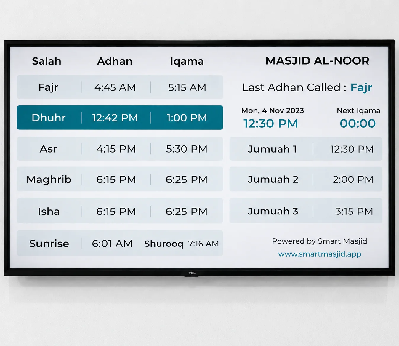 Smart Masjid TV Display